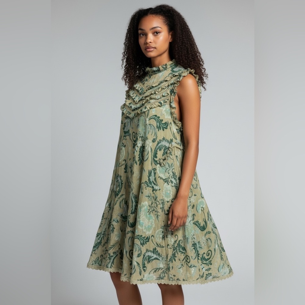 Spell and the Gypsy Collective Aurora Swing Dress Avocado Green Medium - Picture 14 of 14
